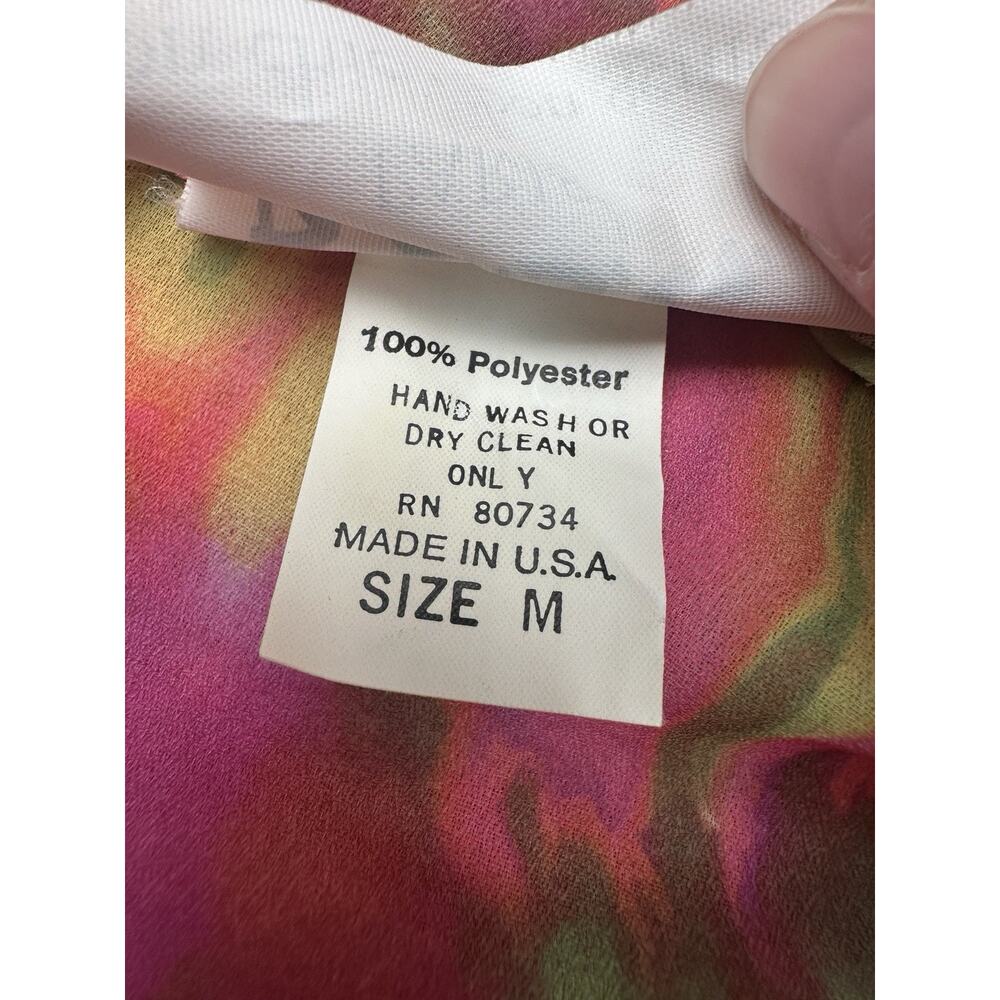 BCBG Paris Sheer Mini Shift Dress Tie Dye Pink Green Boho Sleeveless Sz M - Picture 6 of 6